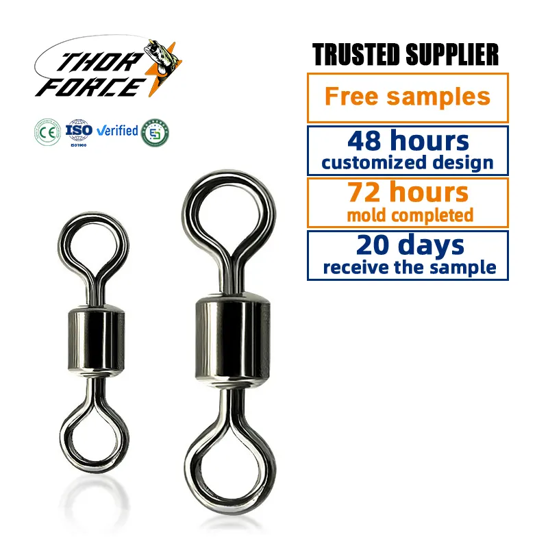 THORFORCE OEM 3/0#-14# fishing swivel quick connection fishing accessories stainless steel snap Rolling Swivel