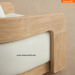 Fauteuil pivotant en teck moderne avec coussins imperméables durables <span class=keywords><strong>pour</strong></span> la détente en plein air - Design écologique - Product Image 5