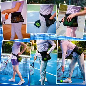 Riñonera de malla para deportes al aire libre personalizada, bolsa de Pickleball de gran capacidad, bolsa negra de cintura para pelota de tenis - Product Image 5