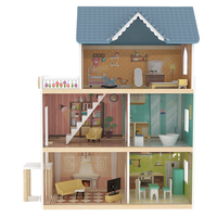 Maison de poupée en bois Villa avec accessoires Meubles de chambre de poupée Maison de poupée pour filles