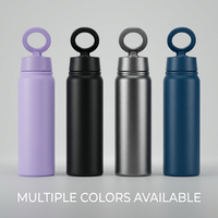 Support magnétique pour téléphone, gourde isotherme en acier inoxydable avec poignée et paille pour le yoga, le Pilates, les sports, les activités de plein air, le vlogging et les voyages