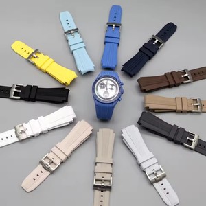 Bracelet de <span class=keywords><strong>montre</strong></span> étanche respirant en silicone liquide de luxe de 20mm pour X Ome-ga Moonswatch Speed-master Planet <span class=keywords><strong>boucle</strong></span> à ardillon incurvée - Product Image 1