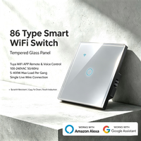 Interrupteur tactile intelligent WiFi UBARO, norme UE 86, à fil unique, contrôle à distance via l'application Tuya, panneau en verre, pour maison connectée