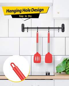 Venta al por mayor 2 unids/set espátula de silicona antiadherente sólido cocina Turner alta resistente al calor cocina espátulas ranuradas pala para freír - Product Image 2