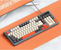 Teclado para Juegos con Sensación Mecánica, 98 Teclas, Cableado, Retroiluminación RGB, Teclas PBT Coloridas, Control USB C, Teclado con Cable para Oficina y Escritorio