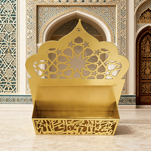 Organizzatore da Parete per Corano in Metallo Dorato con <span class=keywords><strong>Mezzaluna</strong></span> <span class=keywords><strong>Islamica</strong></span> e Calligrafia - Appendiabiti per Casa Musulmana e Ramadan Marca IFNT - Product Image 4