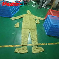 Disfraz de Monstruo Peludo Verde Navideño Ecológico Unisex para Niños de Meshin, Traje de Lana con Mangas Cortas de Terciopelo para Jugar
