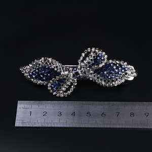 Jepit Rambut Kristal Paduan Logam Grosir - Pita Sutra 8.5cm Model Pegas Elegan Buatan Tangan untuk Wanita, Hadiah Hari Valentine dalam Kemasan Karton - Product Image 3