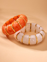 Neue Mode-Accessoires Edelstahl-Acryl-Bambus Elastisches Armband Farbiges Harz-Perlenarmband Damenarmband