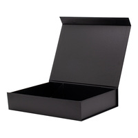 Emballage de luxe en vrac noir de entreprises, boîte cadeau pliable, rigide, peu profonde, livraison gratuite