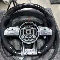 Volant en cuir et fibre de carbone pour Mercedes Benz W204 Cla C117 W176 W212 W213 W207 W218 X204 C63 AMG C180