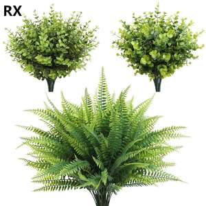 Feuilles de fougère artificielles vertes, bouquet de plantes, <span class=keywords><strong>d</strong></span>écoration intérieure, hôtel, extérieur, herbe persane, arbuste, feuilles <span class=keywords><strong>d</strong></span>'eucalyptus, plantes de fougère - Product Image 1