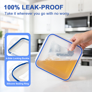 Container de Alimentos Quadrado Personalizável, Ecológico e Portátil, em PP Transparente, à Prova de Vazamentos, Caixa de Almoço Bento - Product Image 4