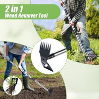 Houe Garden Tool Râteau de désherbage Combo pour déraciner l'outil d'extraction de mauvaises herbes avec longue poignée pour lit de fleurs de cour