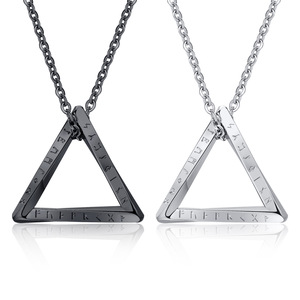 Collier pour homme en acier inoxydable plaqué or 18 carats, pendentif géométrique triangle <span class=keywords><strong>lune</strong></span> viking, charmes néo-gothiques PN-1707 - Product Image 5
