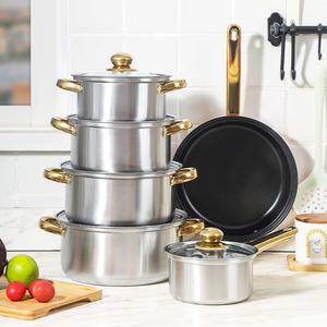 12Pcs Nhà Bếp Chậu Và Chảo 410 Thép Không Gỉ Cổ Phiếu Súp Nồi Nấu Ăn Nồi Đặt Chảo Không Dính Đồ Nấu Nướng Thiết Lập - Product Image 3