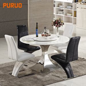 Chaises de salle à manger PURUO au design artistique moderne et luxueux, en cuir synthétique, dossier haut, avec pieds en métal doré, pour hôpital, maison, bureau - Product Image 5