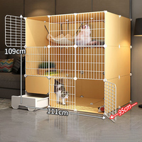 Cages d'intérieur pour chats Maison Salon Balcon Clôture pour animaux de compagnie avec toilette Bac à litière Villa pour chats Cage pour animaux de compagnie