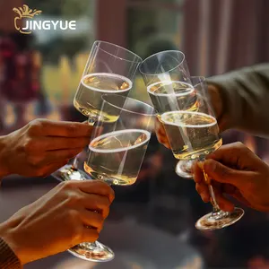 कस्टम लोगो वाइन ग्लास सेट की 4 JINGYUE 400ml 15oz रचनात्मक वर्ग रंगीन शराब गिलास शादी के लिए