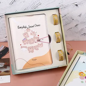 2024 dizüstü hediye seti kutusu sevimli kırtasiye hediyeler karikatür Sticker notebooklar planlayıcısı hediye kızlar için Set