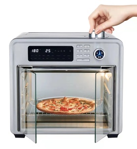 تصميم جديد، فرن كهربائي منزلي سعة 28 لتر بقوة 1700 واط، ببابين ومقابض، تحكم رقمي بالحرارة، للخبز والتسخين والتحميص، شفاف وخالٍ من الزيت. - Product Image 1