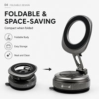Soporte Magnético para Teléfono de Grado Comercial, Brazo de Aleación, Ventosa Reutilizable, Rotación de 360°, Multifuncional, Certificado RoHS y REACH