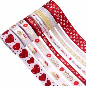 Nastro in Raso 10mm 16mm 25mm Regalo per San Valentino Nastro Personalizzato con Cuori e Scritta Ti Amo - Product Image 1