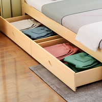 Modernes Kiefernholz-Plattformbett mit 2 Bettunterschubladen Massivholzrahmen Robust Platzsparend für Schlafzimmer Apartment Villa Hotel