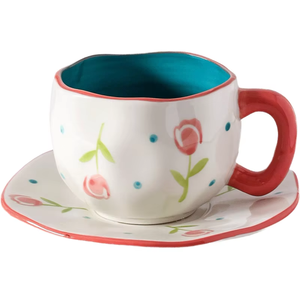 Hot Sales Ins Hand Pinch Custom Ceramics Coffee <b>Cup</b> Saucer Handmade Espresso Mugs Turkiye Tea <b>Cup</b> <b>Set</b> - Product Image 1