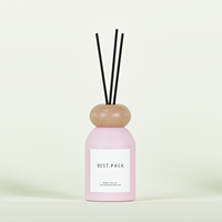 Diffuseur de parfum en verre coloré mat de luxe 120 ml avec couvercle en bois en forme de champignon, bouteille d'aromathérapie