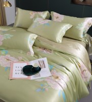 Ensemble de literie 100% soie de mûrier, 4 pièces, housse de couette en soie pure, ensemble de draps avec 2 taies d'oreiller, ensemble de linge de lit taille King Queen