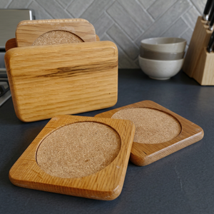 Handmade Eco-Friendly Bohemian Style Natural Wooden Coasters <b>Table</b> <b>Mats</b> Sets 10mm Thick Customizable Size Color Tea/Coffee Cup - Product Image 1
