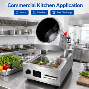 Máquina Comercial de Cocina Electromagnética con Tambor Giratorio y Fregadero de Acero Inoxidable, Wok Automático - Product Image 5