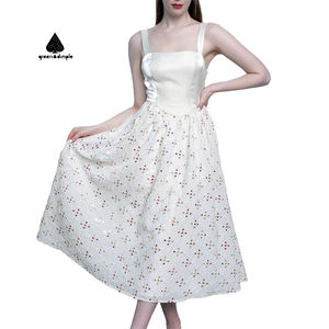 Dress malam kasual wanita, gaun malam elegan modis satin mewah putih untuk musim panas - Product Image 4