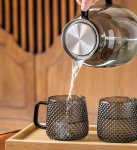 Mango colorido de moda cerveza fría hecha a mano a prueba de agua de vidrio a prueba de calor TAPA DE <span class=keywords><strong>jarra</strong></span> de vidrio de borosilicato transparente gruesa - Product Image 4