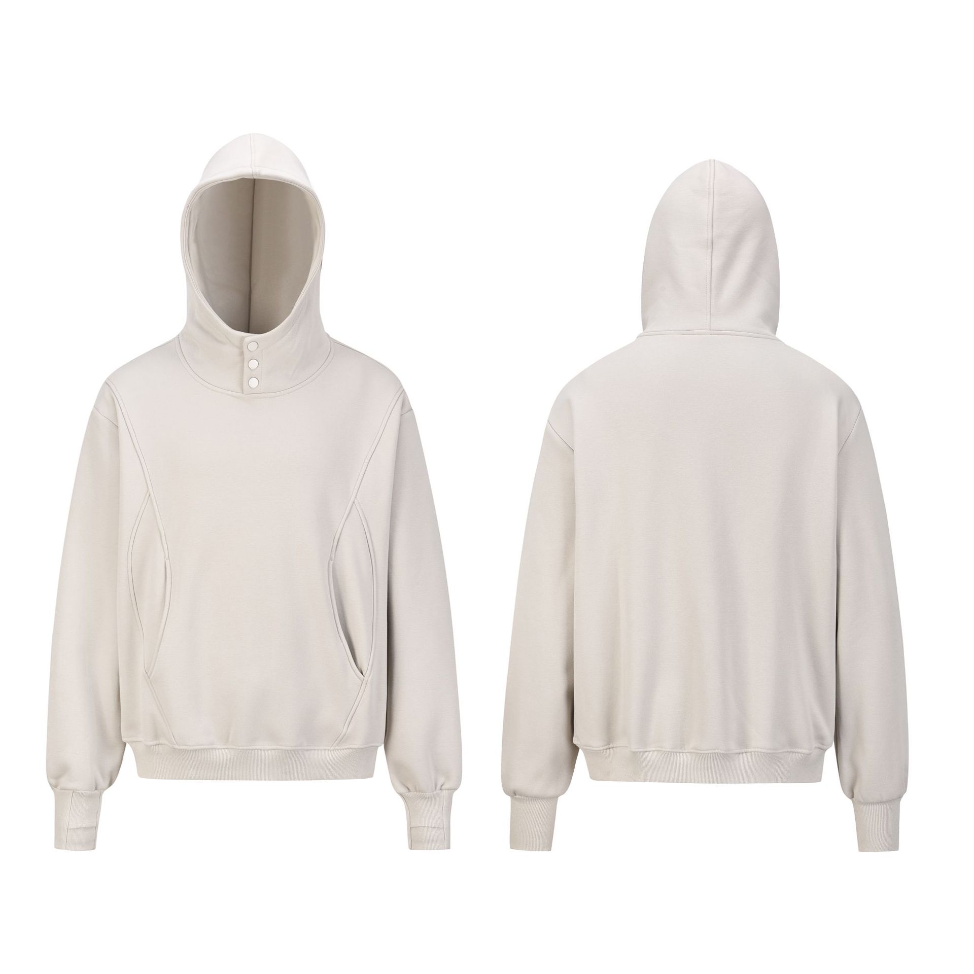トップス STONE  SNAP BUTTON HOODIE 23AW Snap Button Hoodie - Oversized Heavyweight Cotton Men