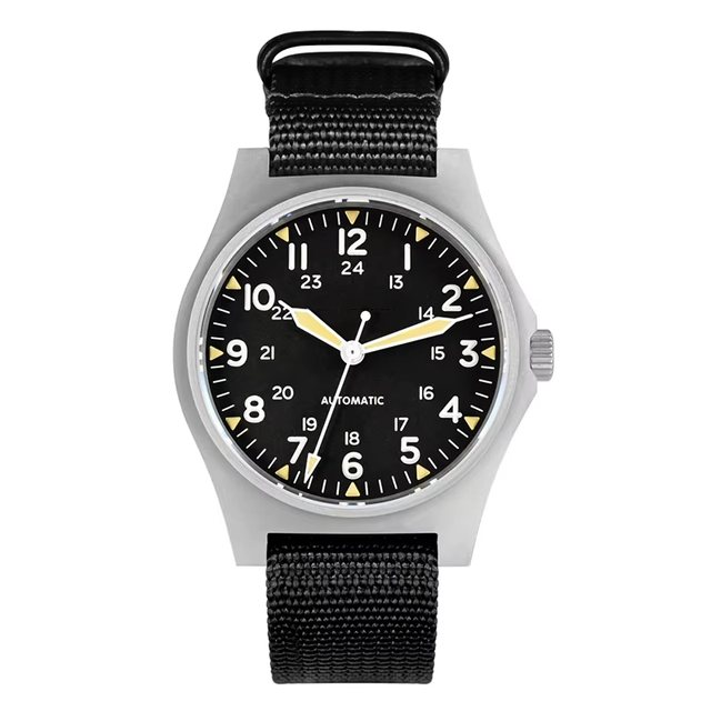 Stainless Steel Case Nylon Straps Automatic Mechanical Diver Pilot Watch Men's Custom Logo High Quality Power Reserve