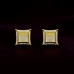 Pendientes Cuadrados Velego, Chapados en Oro de 18K, con Micro Pavé de Diamantes, Geométricos, de Lujo, Unisex, para Uso Diario - Product Image 2