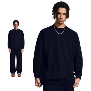 Felpa con Cappuccio e Maglione Oversize Unisex, Girocollo, Misto Cotone-Poliestere, Pile Francese, Tinta Unita - Product Image 2