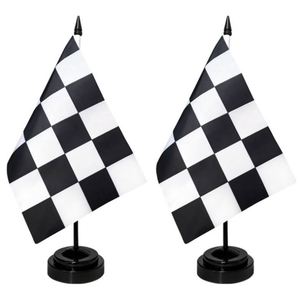 ขายส่งจากโรงงาน ธงแขวนเสาพีวีซี พิมพ์ลายดิจิตอล 100% โพลีเอสเตอร์ เป็นมิตรกับสิ่งแวดล้อม ลายตารางหมากรุกสีดำขาว ธงตั้งโต๊ะสำหรับแข่งรถ ขนาด 11.8 นิ้ว - Product Image 1