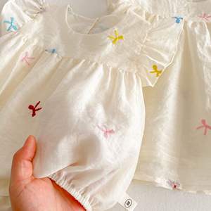 Conjunto de Verano 2026, Nuevo Modelo, para Bebés Niñas, Vestido Romper con Bordado y Estampado, Estilo Princesa, para Hermanas - Product Image 4