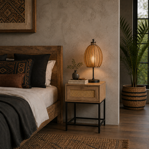 Modern Rattan Side Table with Membrane Finish for Living Room - Product Image 3