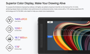 Tableta de Dibujo <span class=keywords><strong>Huion</strong></span> Kamvas <span class=keywords><strong>Pro</strong></span> <span class=keywords><strong>13</strong></span> 2.5K QHD de <span class=keywords><strong>13</strong></span>.3 Pulgadas, Portátil, para Diseño Artístico, con Pantalla, Tablette Graphique - Product Image 3