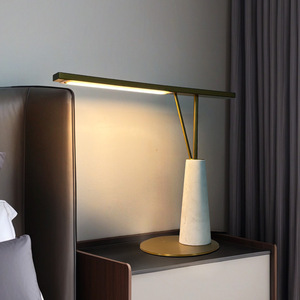 Minimalist Marble <b>Table</b> Lamp Led Touch Control Bedside Desk Light For Bedroom Living Room <b>Study</b> Eye Caring Design - Product Image 4