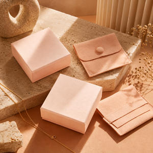 Luxury <b>Square</b> Simple Drawer Jewelry Box <b>Set</b> with Velvet Pouch for Ring Necklace Packaging and Boutique Gift Presentation - Product Image 1