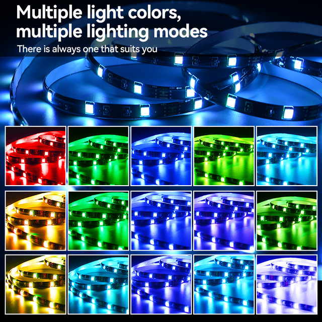 Modern 5V 5050 RGB LED Strip 5M 150LED Remote Control USB Powered 16 Color Flexible Self-adhesive Light for Gaming TV Home Decor