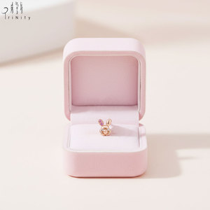 Pendientes con Forma de Conejo, Oro Rosa de 18K, Diamante Natural y Zafiro Rosa, Pendiente de un Solo Lado, Regalo de Cumpleaños para Niñas - Product Image 6