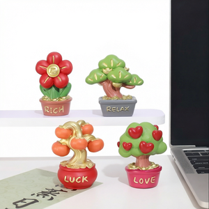 Figurine en résine LuckyTree, Ornement de bureau porte-bonheur, Richesse, Amour, Détente, Fortune chinoise, Bonsaï, Peint à la main, Écologique, Cadeau de remise de diplôme et de fêtes - Product Image 1