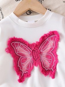 Set Casual 2 Pezzi per <span class=keywords><strong>Bambina</strong></span> Primavera 2026: <span class=keywords><strong>Felpa</strong></span> <span class=keywords><strong>Bianca</strong></span> con Fiocchi + Pantaloni Cargo Rosa - Product Image 3