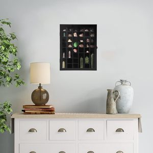 Abschließbare <span class=keywords><strong>Rock</strong></span> <span class=keywords><strong>Shadow</strong></span> Vitrine aus schwarzem Holz mit herausnehmbaren Regalen, Kristall-Sammelschrank mit Acryl-Tür zur Wandmontage - Product Image 3